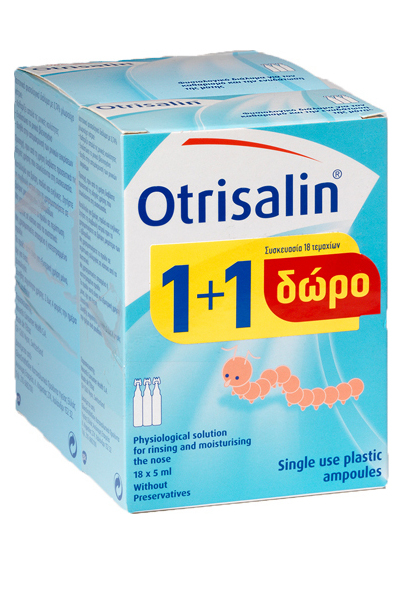 Otrisalin Πλαστικές Μονοδόσεις Φυσιολογικού Ορού για Καθαρισμο Μύτης στα Βρέφη μιας Χρήσης, 30*5ml & Δώρο 18*5ml