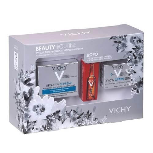 Vichy Beaute Routine Liftactiv Supreme 50ml,Night Cream 15ml & Clyco-c 2ml