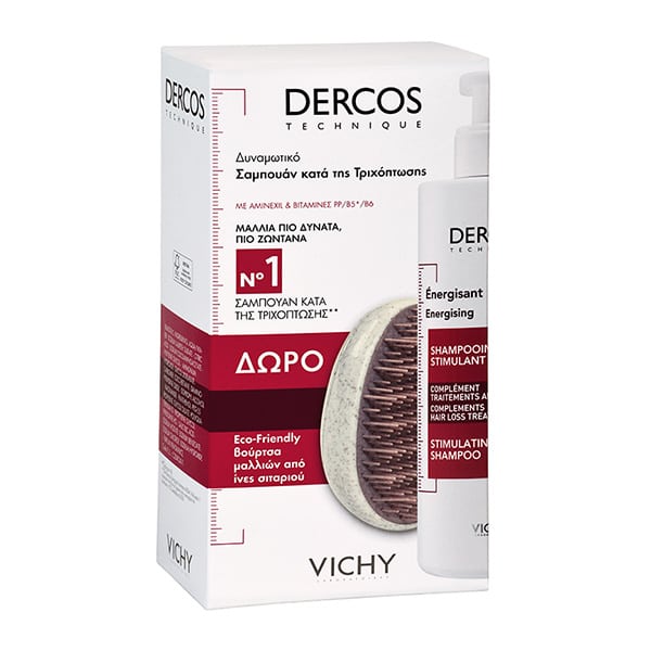 Vichy Dercos Promo Energising Anti-Hair Loss Shampoo, 400ml & Δώρο Eco Friendly Βούρτσα Μαλλιών