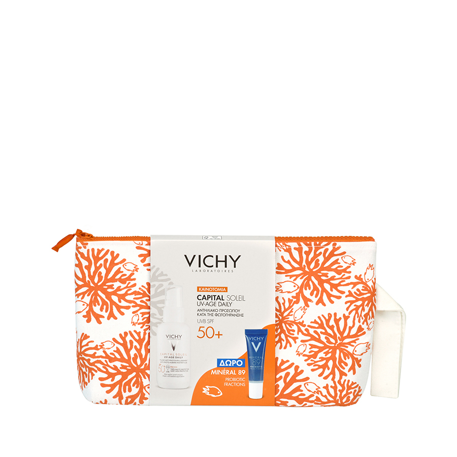 Vichy PROMO PACK -2022- Capital Soleil Anti-Age UV Daily, SPF50+ Αντηλιακό Προσώπου Κατά Των Ρυτίδων 40ml & ΔΩΡΟ Mineral 89 Probiotic Fractions 10ml