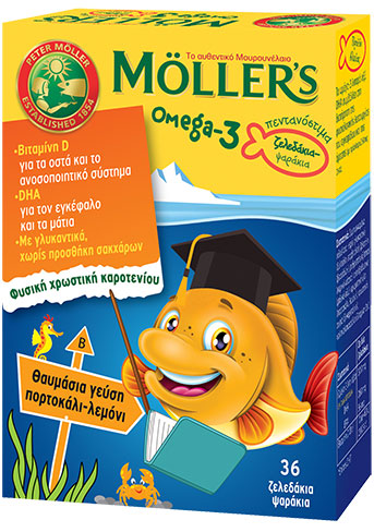 MOLLER’S Omega-3 fish 36 ζελεδάκια λεμόνι - πορτοκάλι