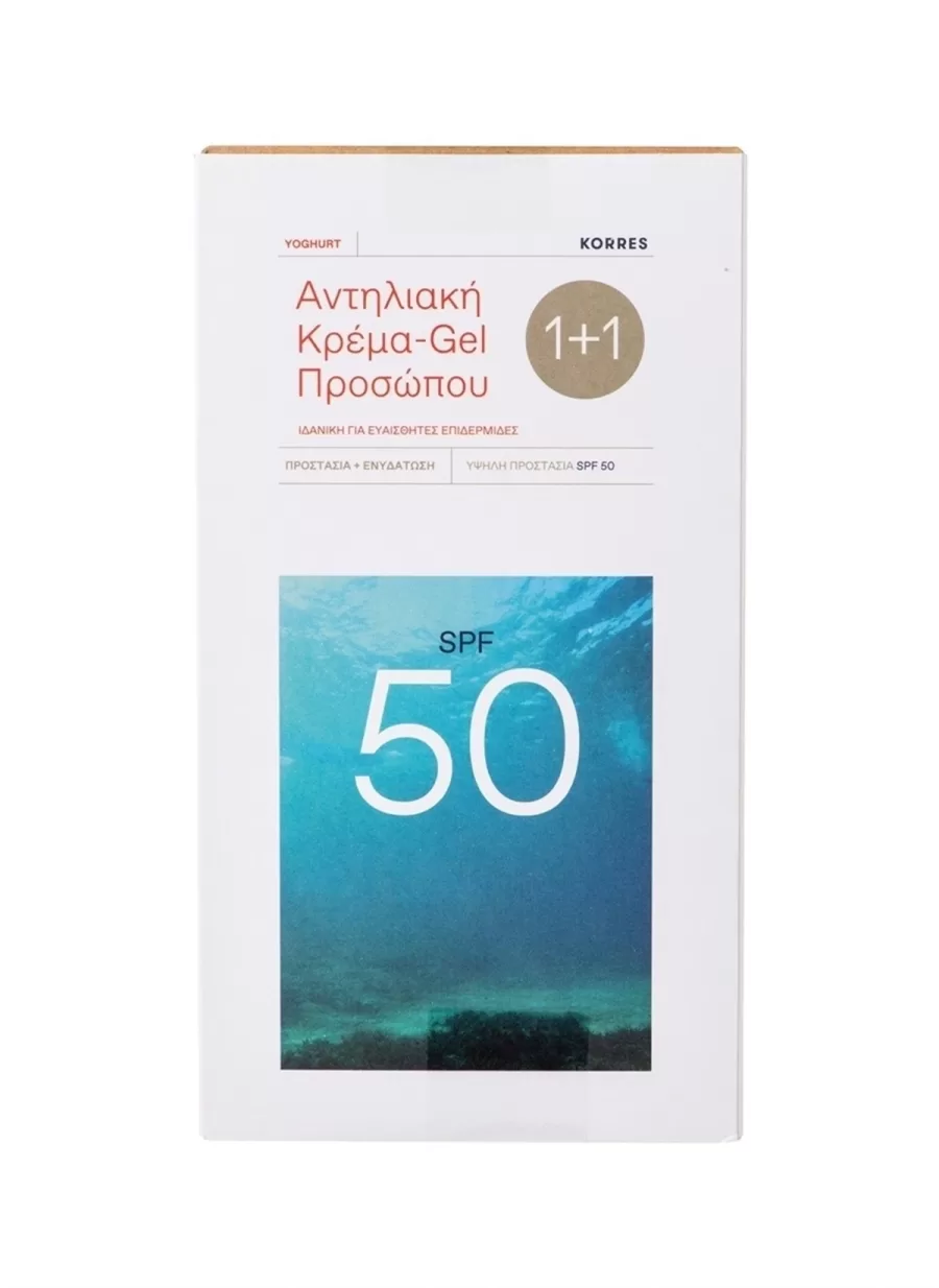 Korres Set Yoghurt Sunscreen Face Cream SPF50 For Sensitive Skin Αντηλιακή Κρέμα Gel Προσώπου 40ml 1+1 Δώρο