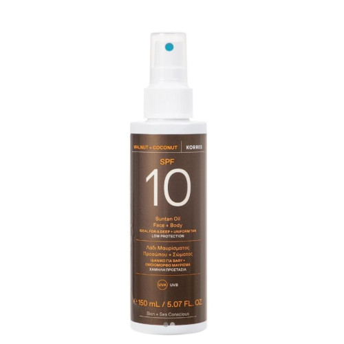 Korres Walnut & Coconut Αδιάβροχο Αντηλιακό Λάδι SPF10 150ml