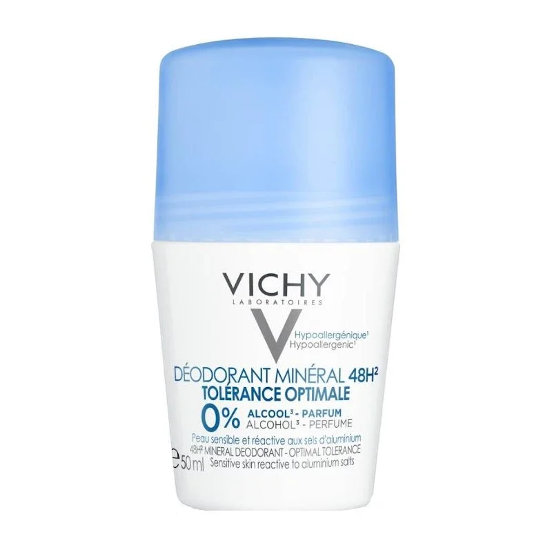 Vichy Deodorant Mineral 48H Roll On Tolerance Optimale Αποσμητικό Χωρίς Άλατα Αλουμινίου & Aλκοόλη, Χωρίς Άρωμα για Ευαίσθητη & Αντιδραστική Επιδερμίδα, 50ml