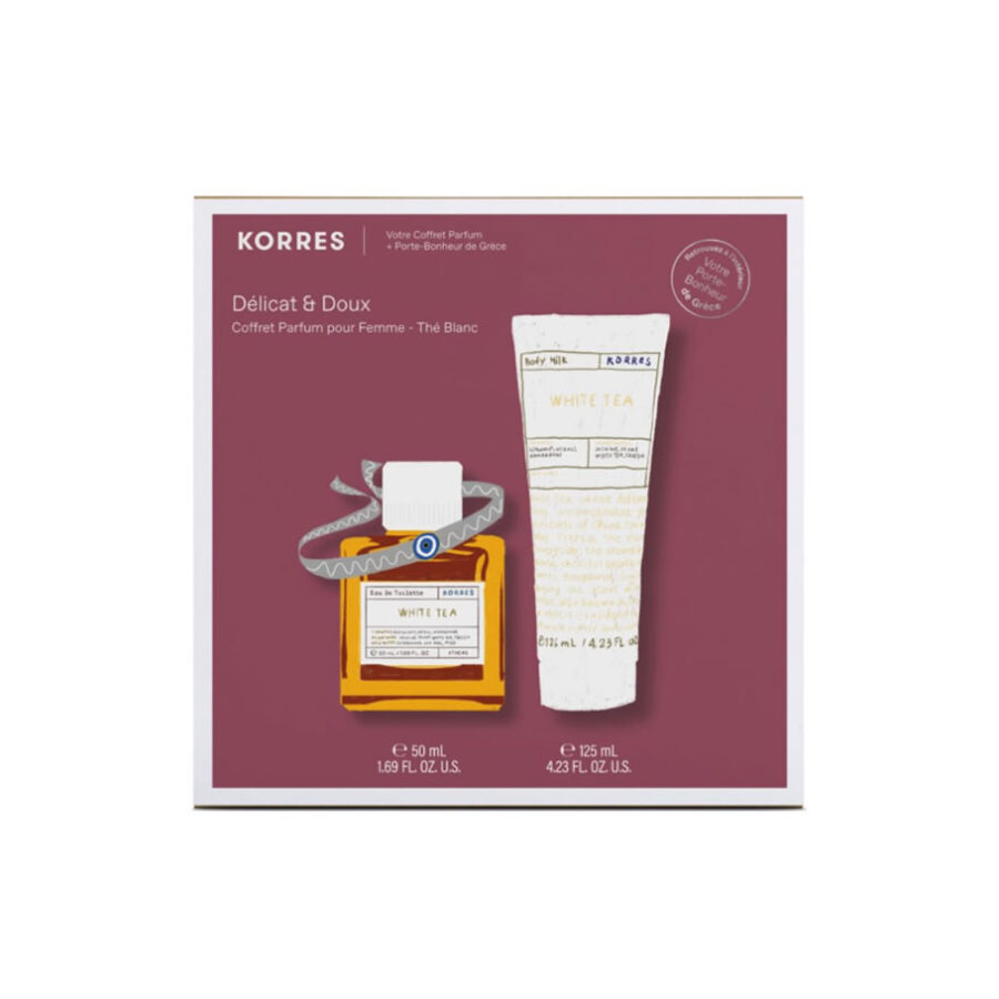 Korres Set Delicate & Sweet White Tea Άρωμα EDT 50ml & Γαλάκτωμα Σώματος 125ml & Δώρο Βραχιόλι Καλής Τύχης 1τμχ