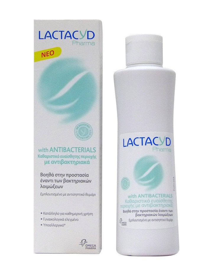 Lactacyd Pharma with Antibacterials Καθαριστικό Ευαίσθητης Περιοχής με Φυσικούς Αντιβακτηριακούς Παράγοντες 250ml