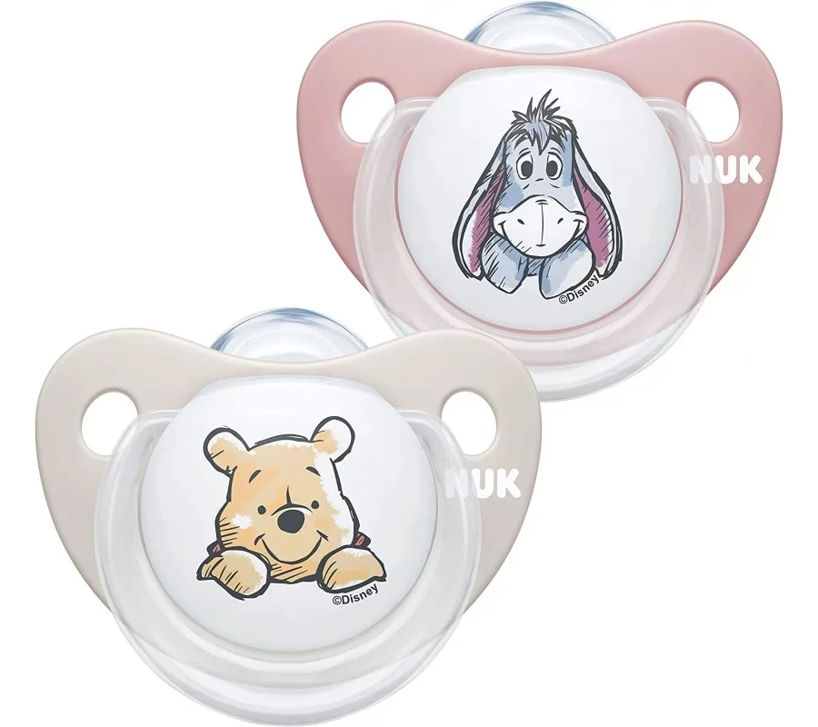 Nuk Disney Winnie Πιπίλα Σιλικόνης με Κρίκο & Θήκη, από 6-18 μηνών (10.736.379), 1 τεμάχιο