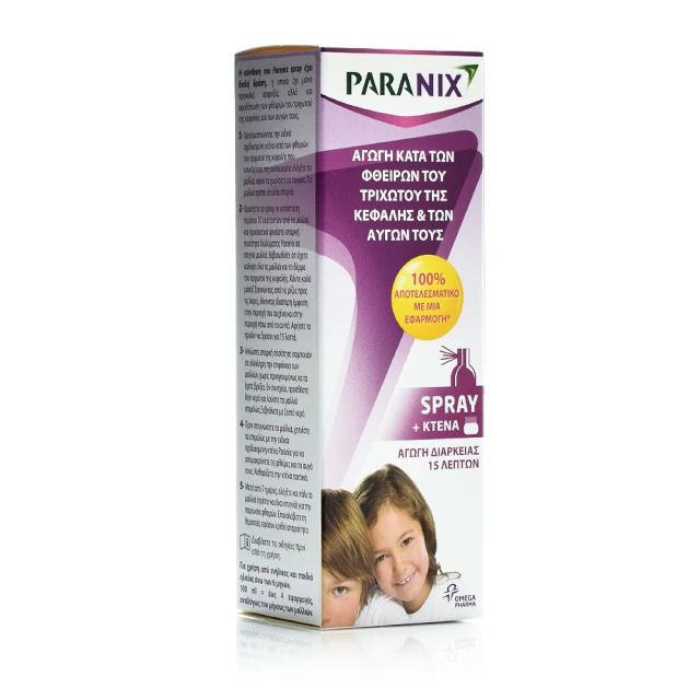 Paranix Spray Αγωγή Κατά των Φθειρών του Τριχωτού της Κεφαλής και των Αυγών 100ml + Κτένα