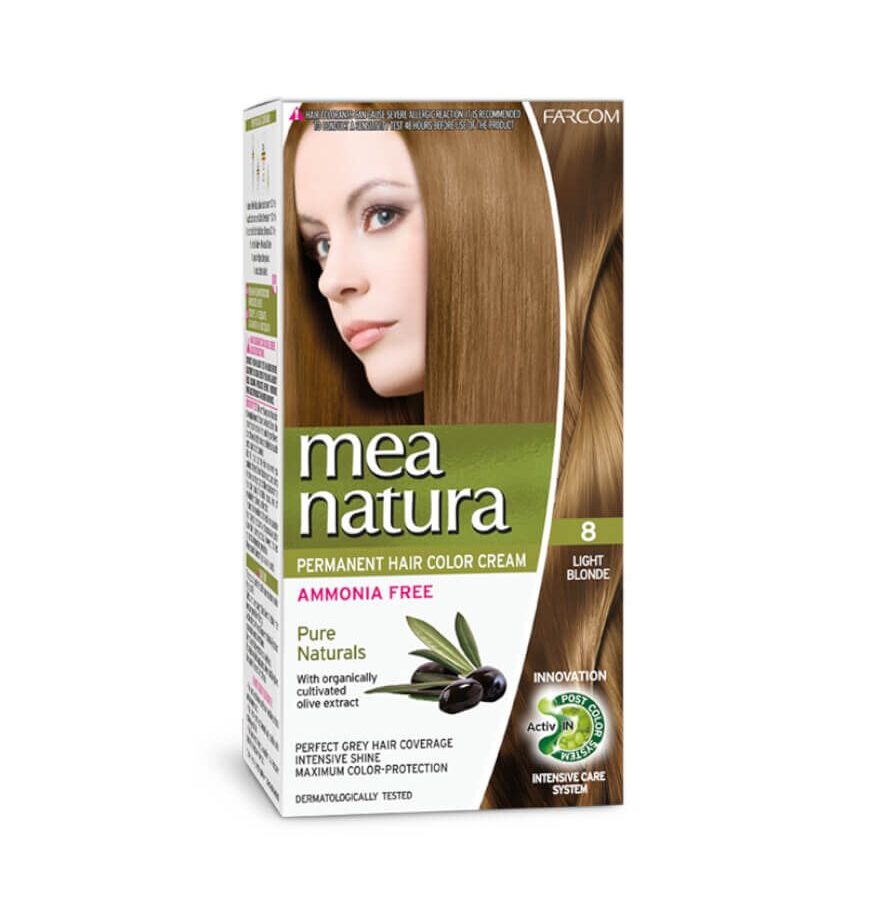 Farcom Mea Natura Χωρίς Αμμωνία Σετ Μόνιμης Βαφής 8 Ξανθό Ανοιχτό