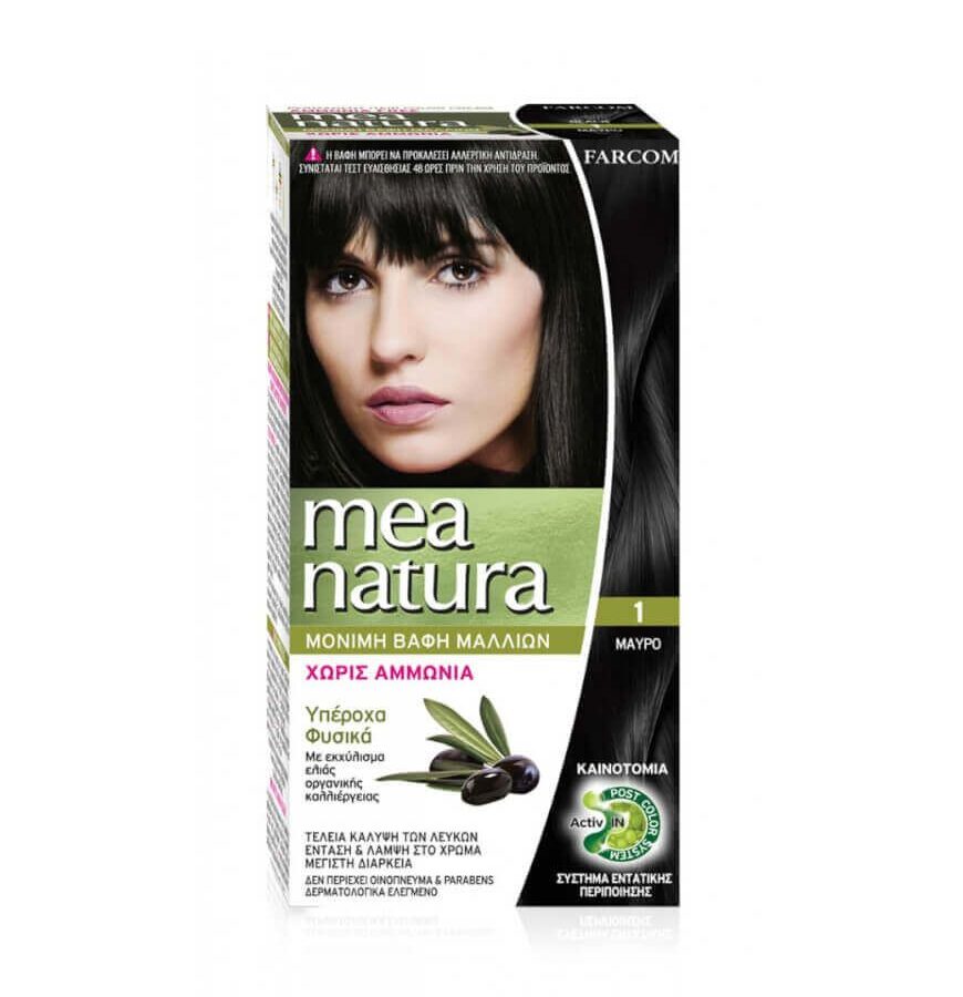 Farcom Mea Natura Χωρίς Αμμωνία Σετ Μόνιμης Βαφής 1 μαύρο
