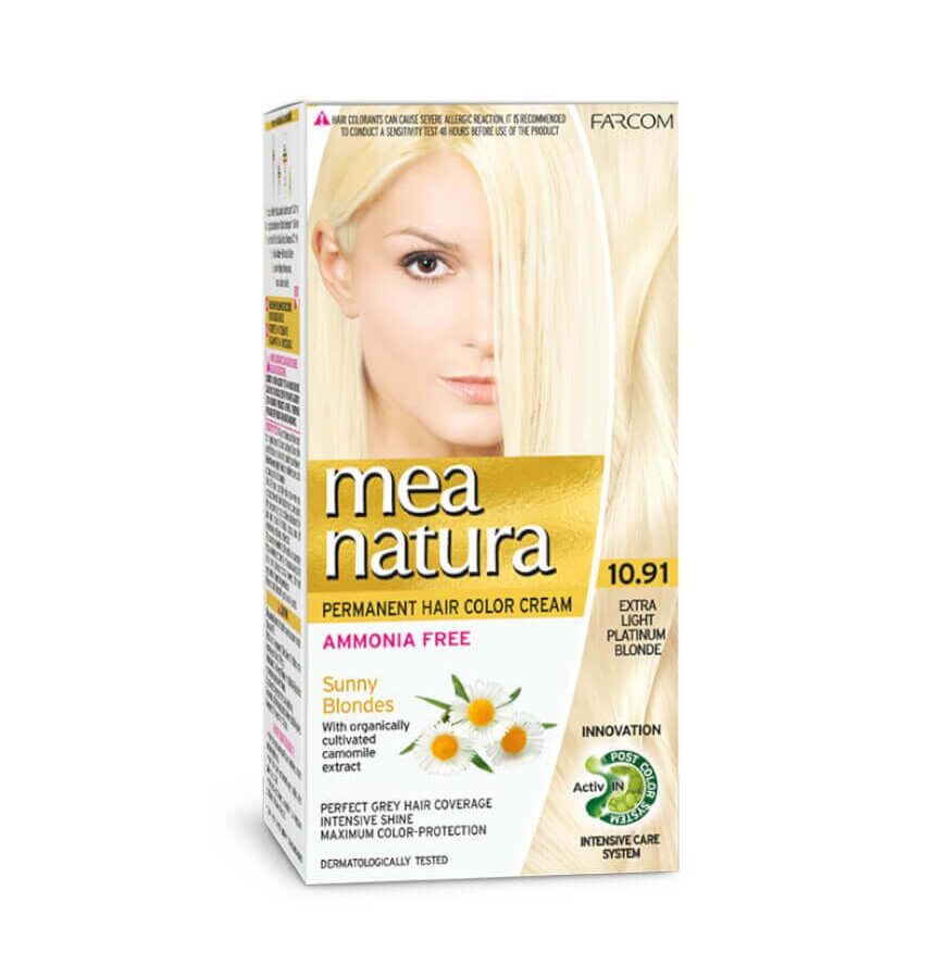 Farcom Mea Natura Χωρίς Αμμωνία Σετ Μόνιμης Βαφής 10.91 Κατάξανθο Πλατινέ