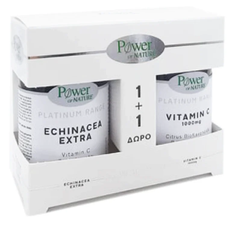 Power Health Set Platinum Range Συμπλήρωμα Διατροφής για την Πρόληψη της Γρίπης & του Κρυολογήματος Echinacea Extra, 30caps & Platinum Range Vitamin C 1000mg, 20tabs