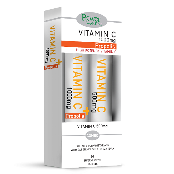 Power of Nature Promo Vitamin C 1000mg Propolis, 20eff.tabs & Vitamin C 500mg, 20eff.tabs, 1σετ