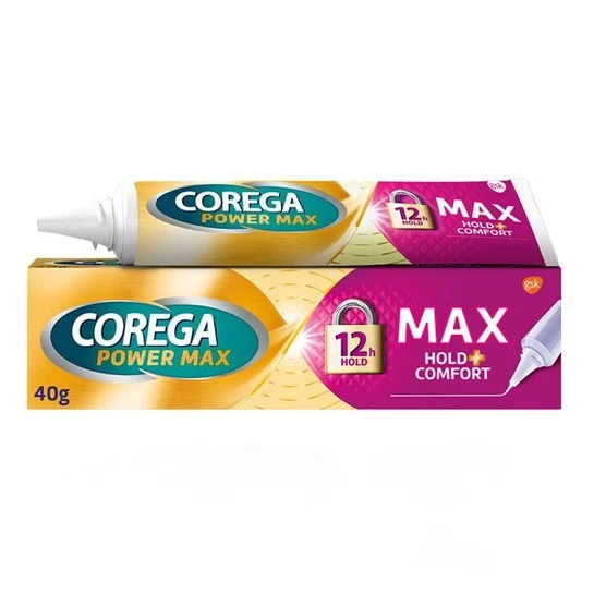 Corega Max Hold & Comfort, Στερεωτική Κρέμα Τεχνητής Οδοντοστοιχίας Για Έως Και 12 Ώρες Συγκράτησης 40gr.