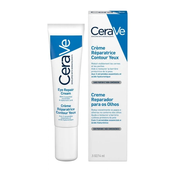 CeraVe Eye Repair Cream, Κρέμα Ματιών για Μαύρους Κύκλους & Σακούλες με Υαλουρονικό Οξύ, Ceramides και Νιασιναμίδη 14ml