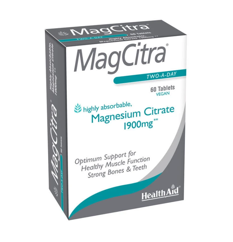 Health Aid MagCitra Magnesium Citrate 1900mg, 60tabs