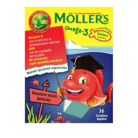 Moller's Omega-3 Kids Ζελεδάκια με Ω3 Λιπαρά Οξέα για Παιδιά με γεύση φράουλα 36gummies