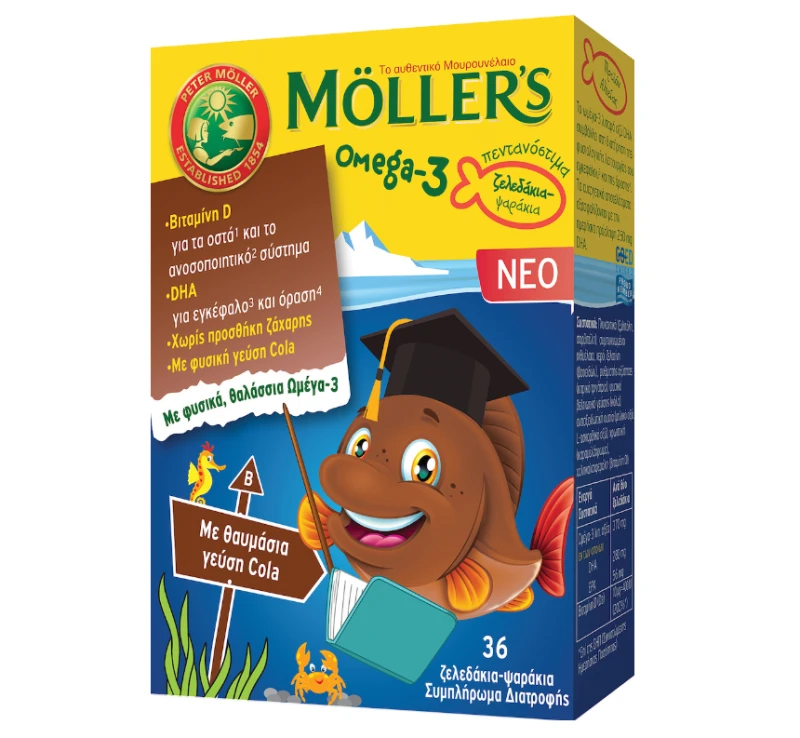 Moller's Οmega 3 Ζελεδάκια με γεύση Cola, 36gummies